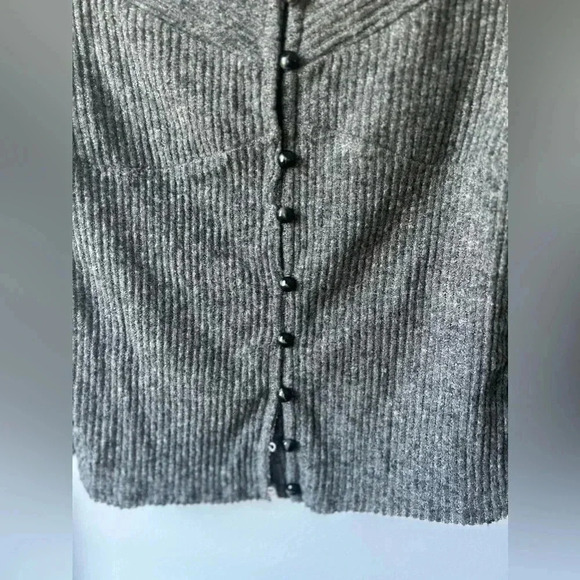 Anthropologie Ribbed Cardigan  Sweater with Lace Insert - Picture 11 of 12